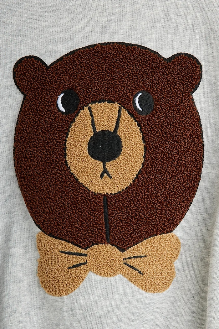 Παιδική βαμβακερή μπλούζα Mini Rodini Bear γκρί 25720108
