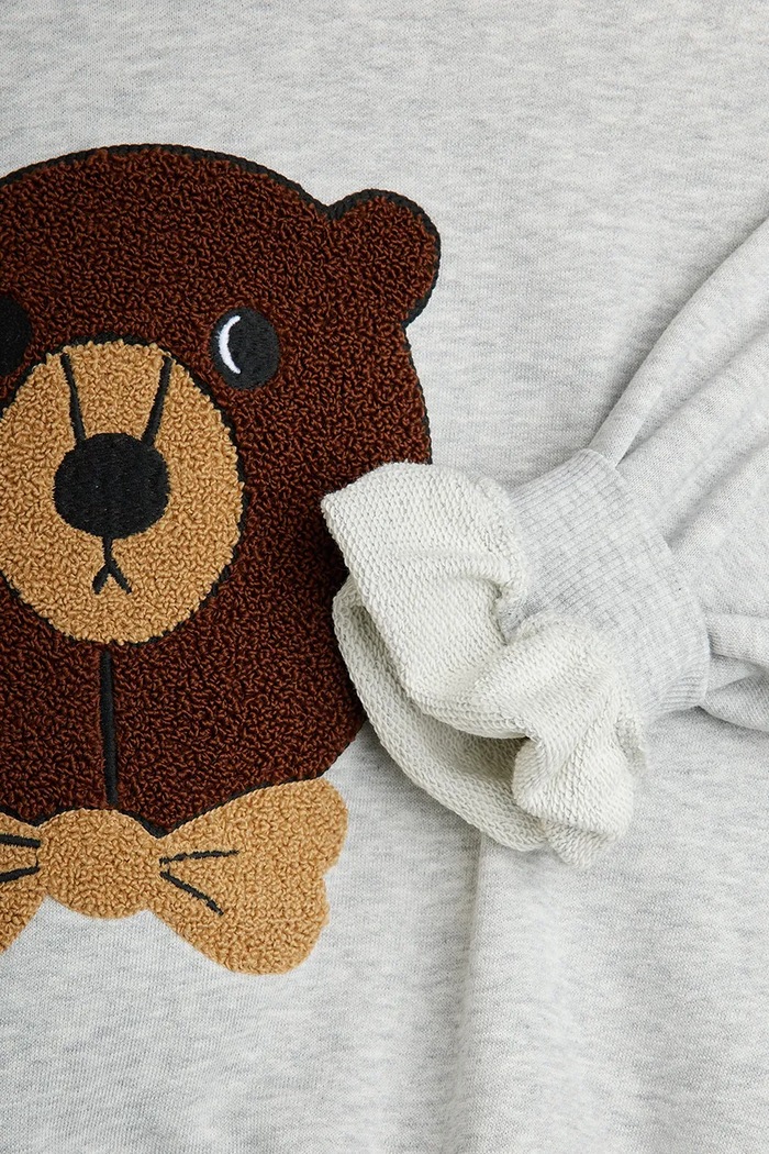 Παιδική βαμβακερή μπλούζα Mini Rodini Bear 25720108 γκρί