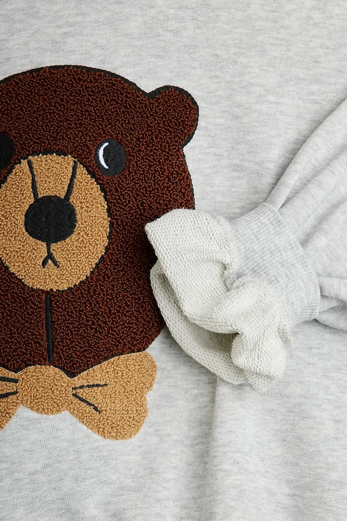 Παιδική βαμβακερή μπλούζα Mini Rodini Bear 25720108 γκρί