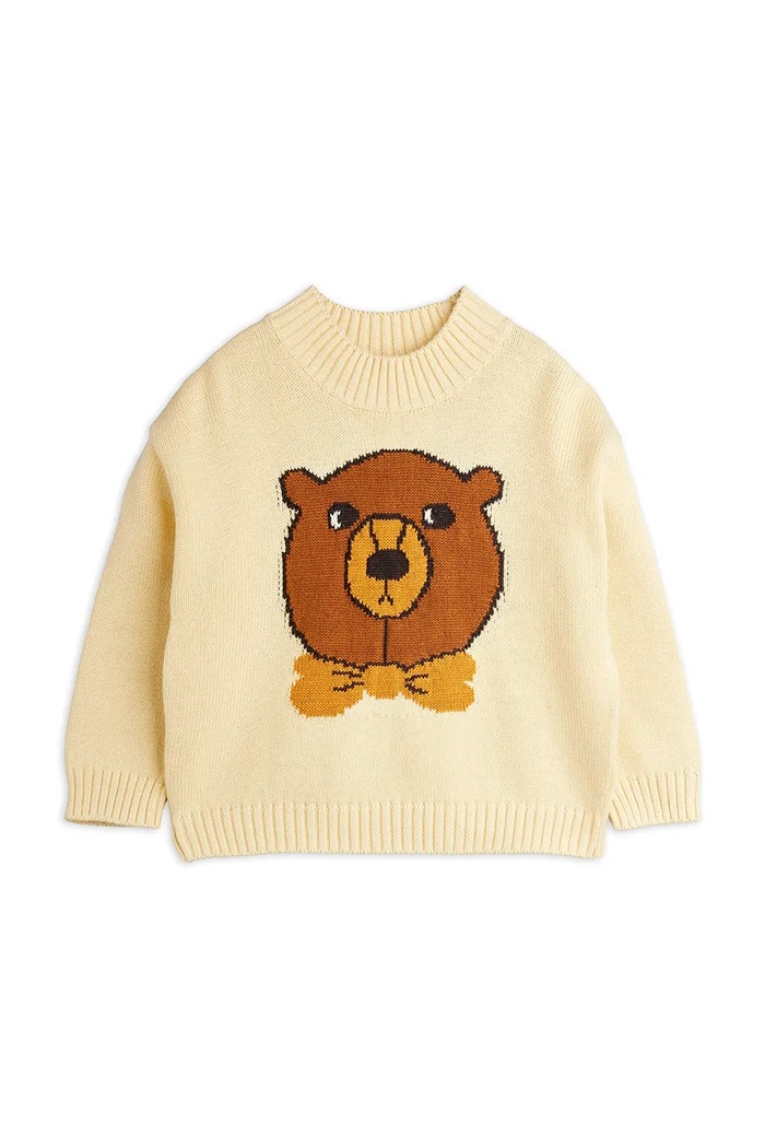 Παιδική βαμβακερή μπλούζα Mini Rodini Bear 25720121 μπεζ AW25