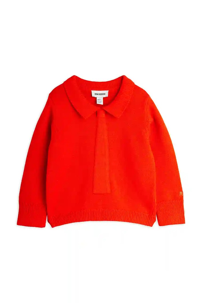 Dětský svetr s příměsí vlny Mini Rodini 25720125 červená AW25
