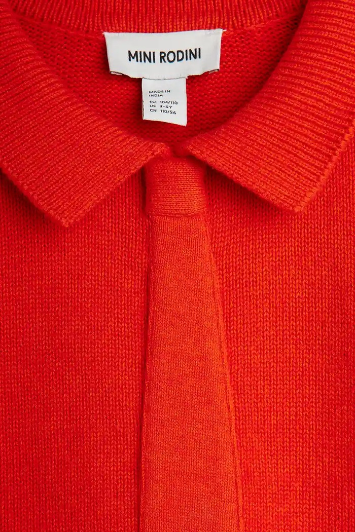 Dětský svetr s příměsí vlny Mini Rodini červená 25720125