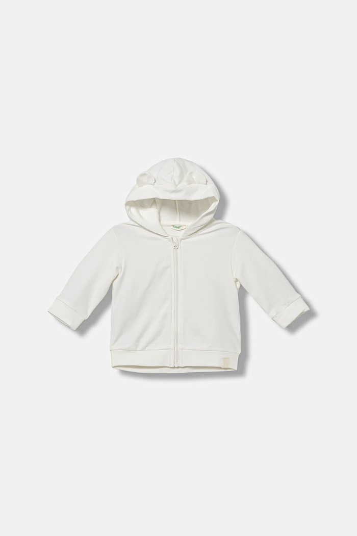 Kojenecká mikina United Colors of Benetton s kapucí béžová 3MDSA501M.W.seasonal