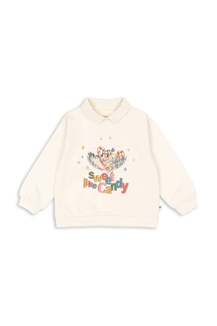 Konges Sløjd bluza bawełniana dziecięca SPOTTY LS POLO GOTS KS104433.9BYA beżowy AW25