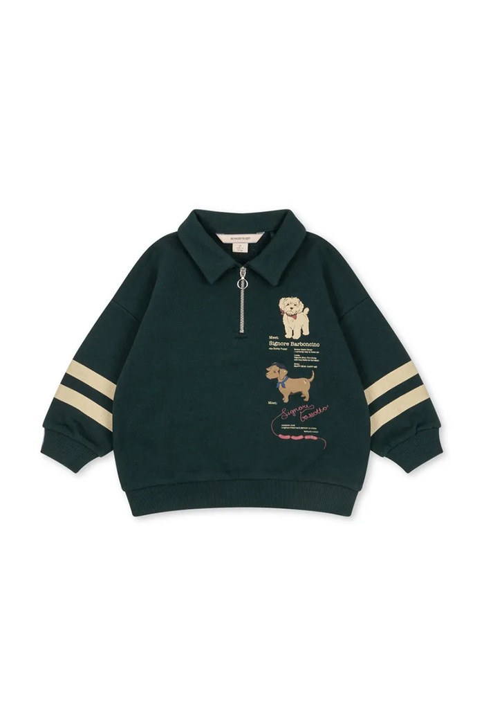 Konges Sløjd bluza bawełniana dziecięca DOGGY HALF ZIP POLO OCS KS105169.9BYA zielony AW25