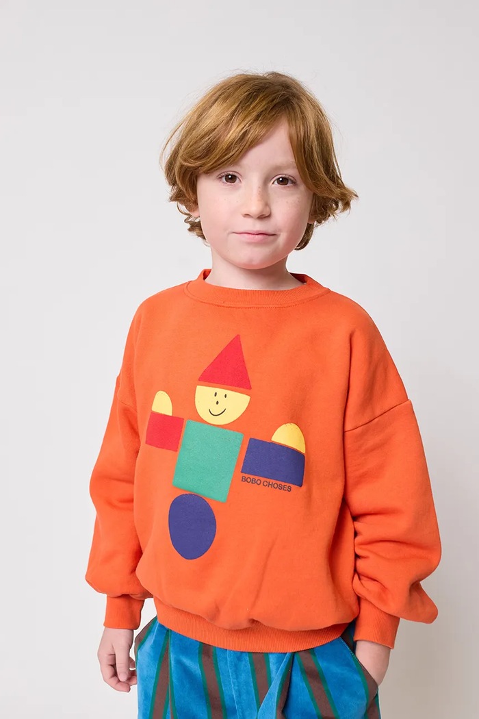 Bobo Choses bluza bawełniana dziecięca Wooden Toy nadruk pomarańczowy 225FC004