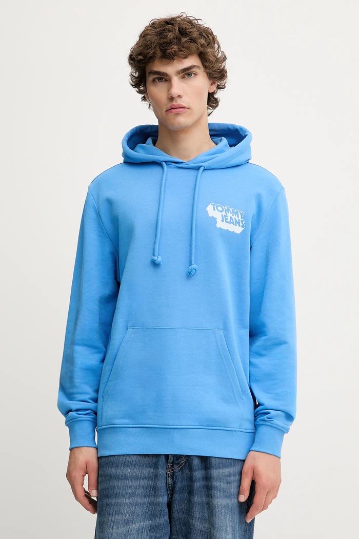 Bavlnená mikina Tommy Jeans DM0DM21625 modrá AW25
