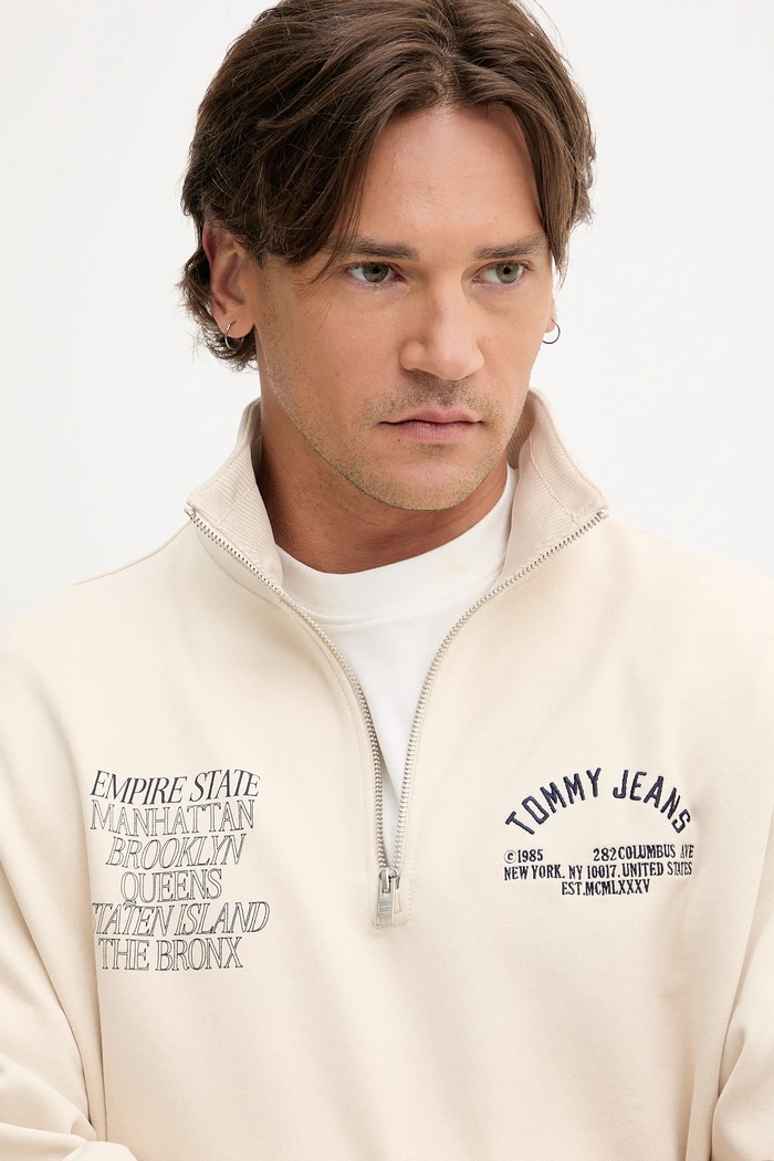 Bluza bawełniana Tommy Jeans DM0DM21797 beżowy