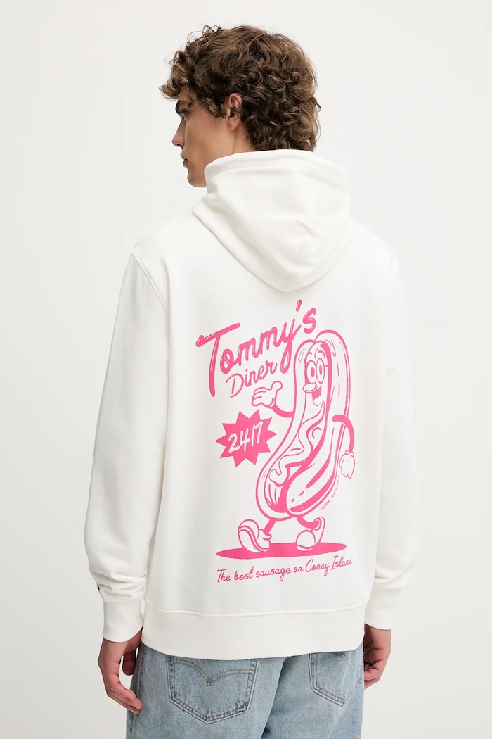 Bavlnená mikina Tommy Jeans bavlna biela DM0DM21798