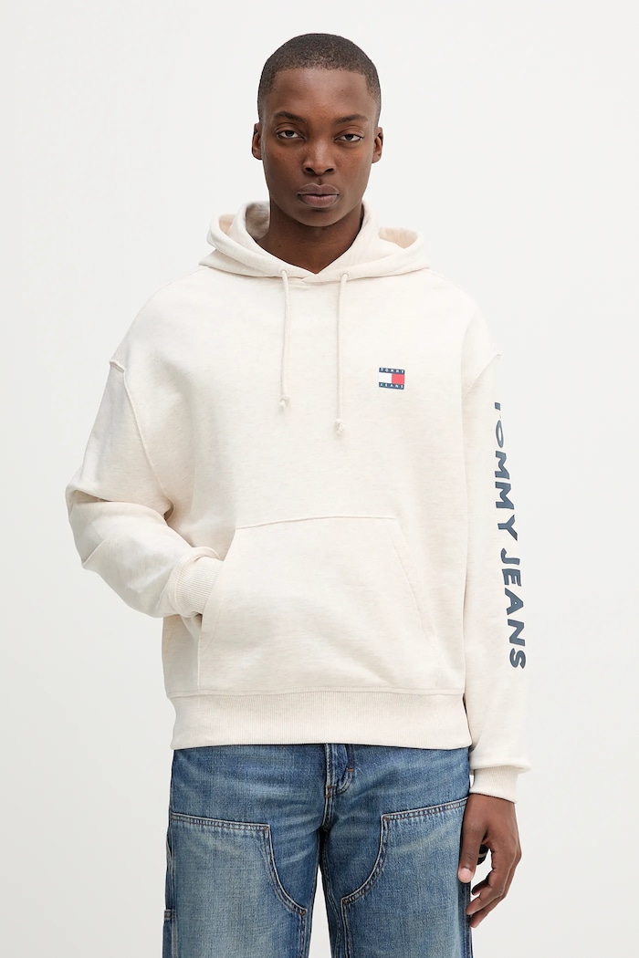 Tommy Jeans pamut melegítőfelső pamut bézs DM0DM21834