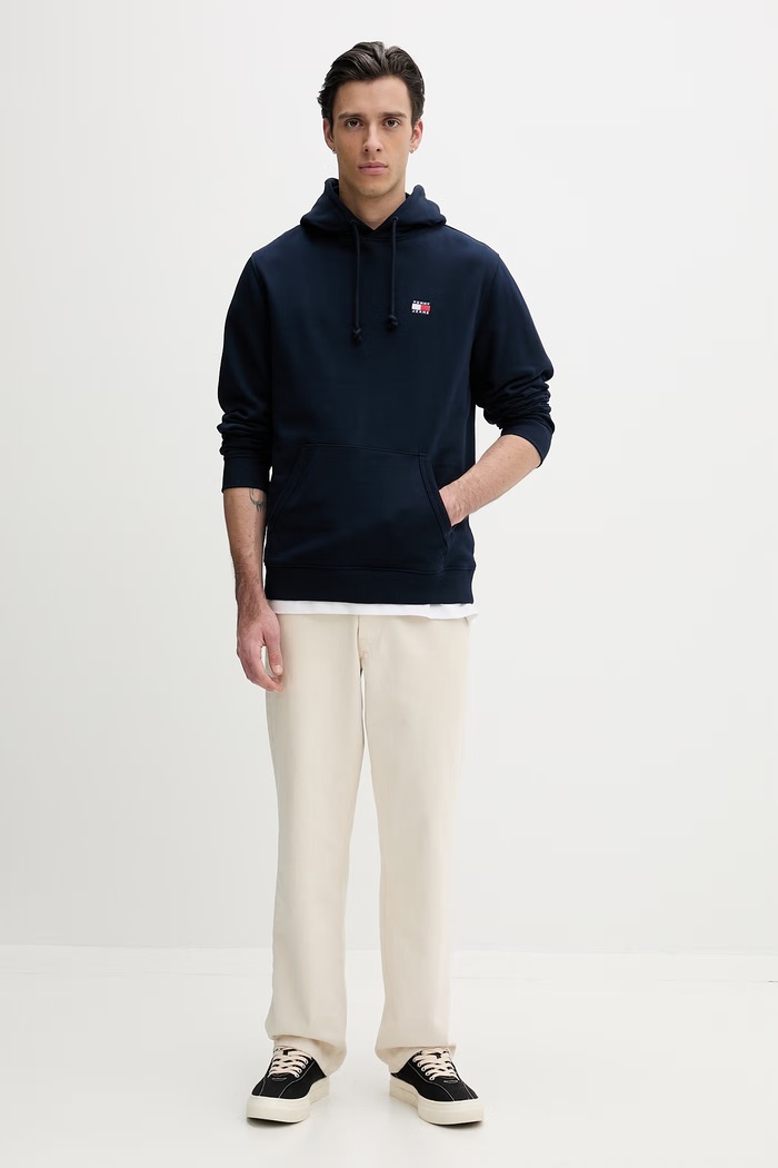 Tommy Jeans Μπλούζα με κουκούλα ανδρική βαμβακερή DM0DM21922 σκούρο μπλε SS26