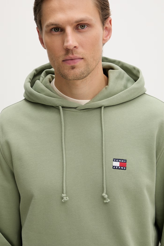 Tommy Jeans mikina s kapucňou pánska bavlnená zelená DM0DM21922