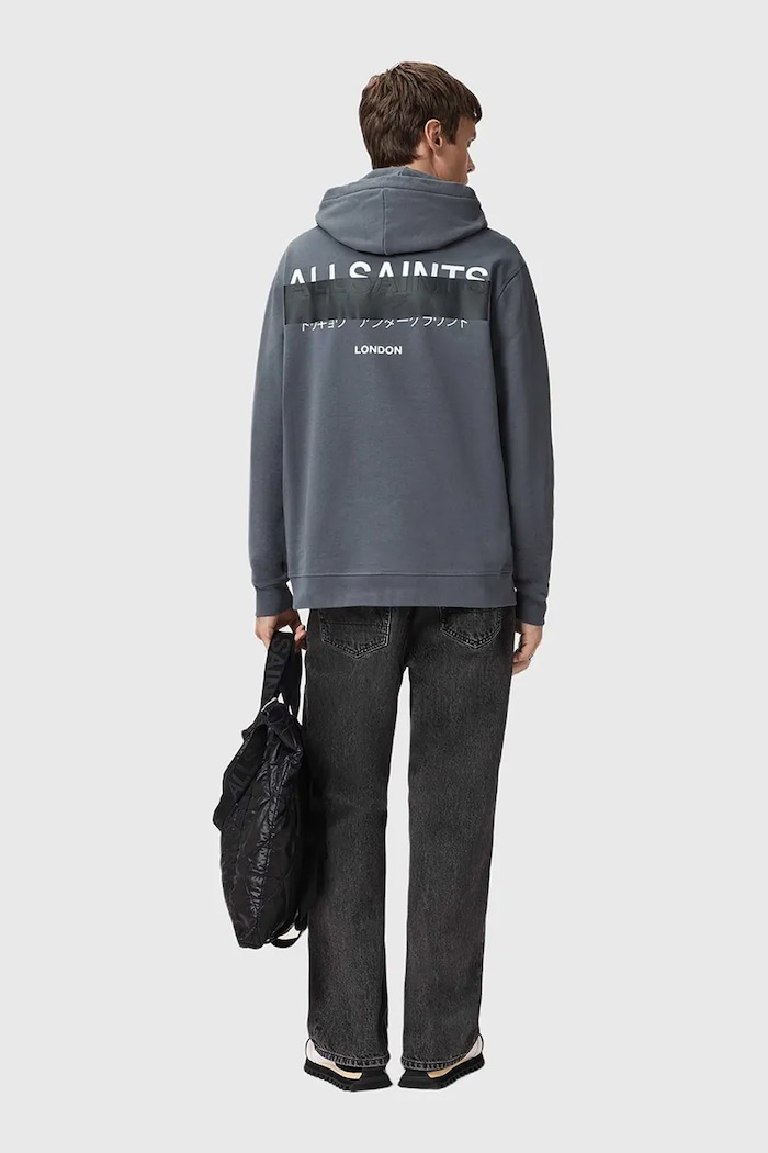 Bavlněná mikina AllSaints REDACT modrá M001NC