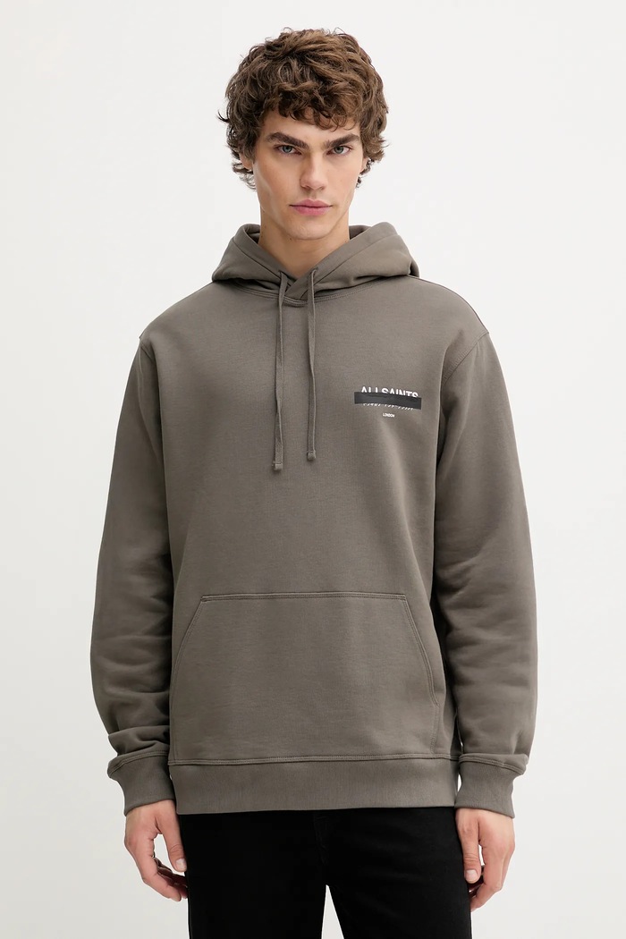 AllSaints bluza bawełniana REDACT nadruk zielony M001NC