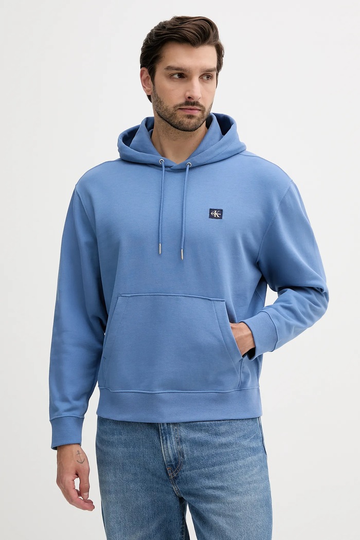 Calvin Klein Jeans kapucnis melegítőfelső férfi pamut sima kék LV04RC274G