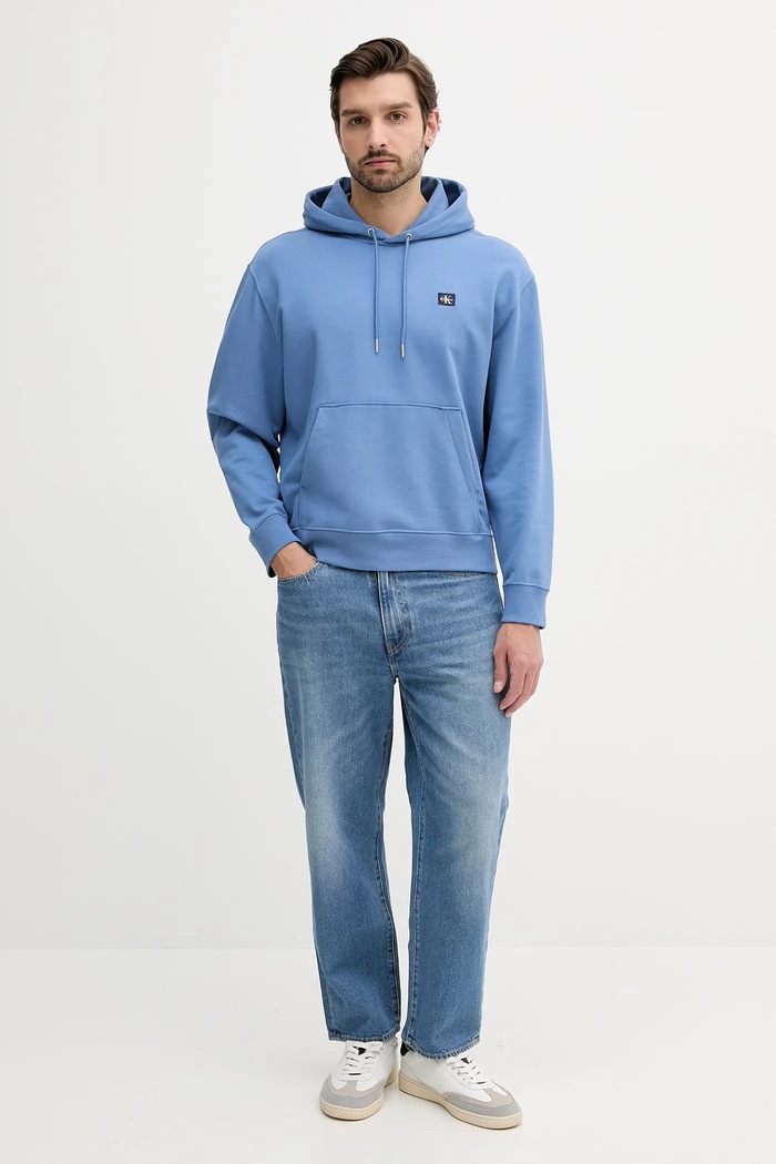 Calvin Klein Jeans kapucnis melegítőfelső férfi pamut LV04RC274G kék SS26