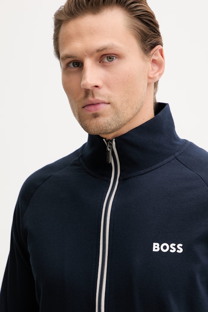 BOSS rozepínací mikina pánská bavlněná Authentic Jacket Z námořnická modř 50545564