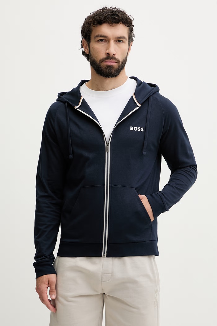 BOSS hanorac de loungewear bărbătesc din bumbac Authentic Jacket H bleumarin 50545573