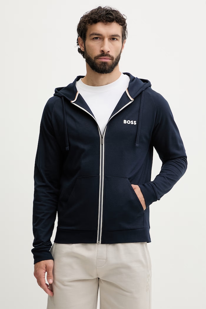 BOSS hanorac de loungewear bărbătesc din bumbac Authentic Jacket H bleumarin 50545573