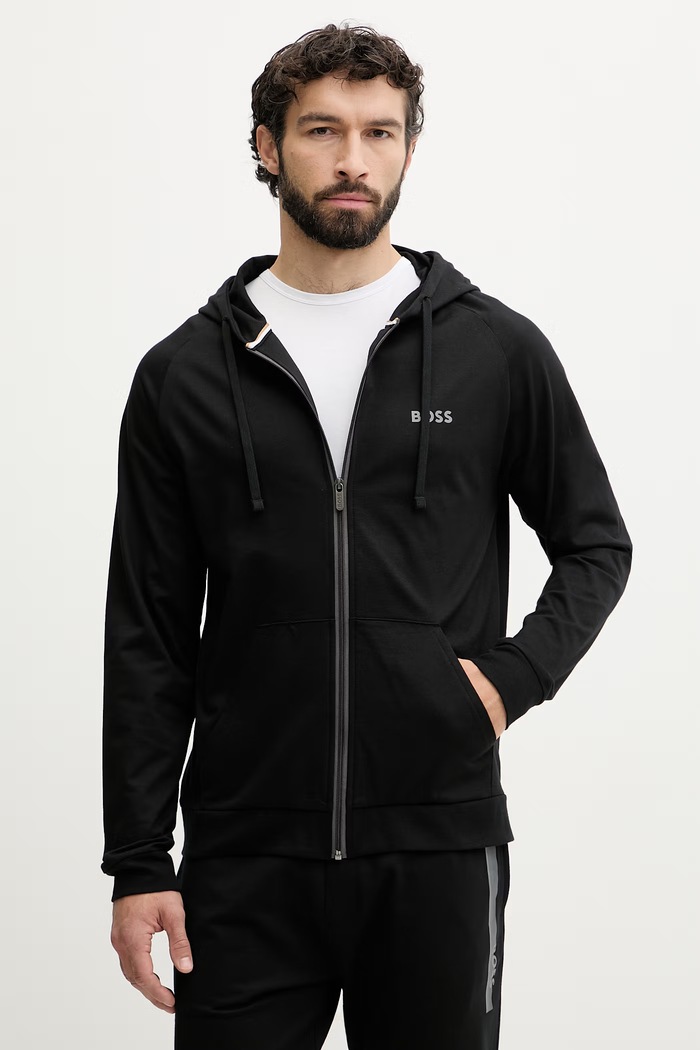 BOSS hanorac de loungewear bărbătesc din bumbac Authentic Jacket H negru 50545573