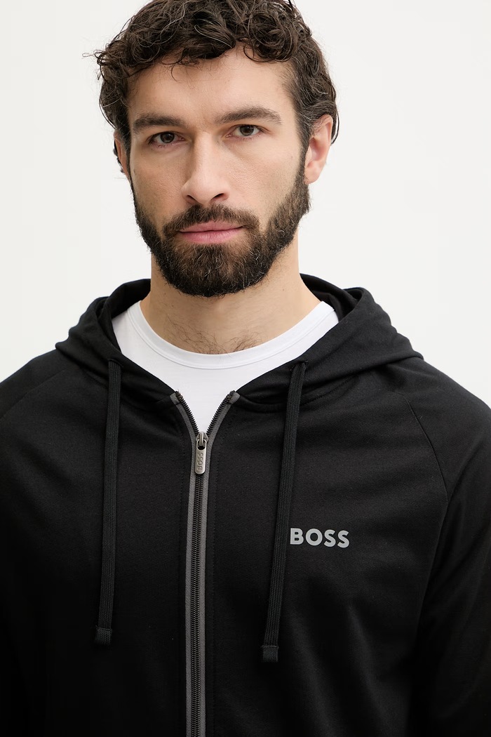 BOSS hanorac de loungewear bărbătesc din bumbac Authentic Jacket H negru 50545573