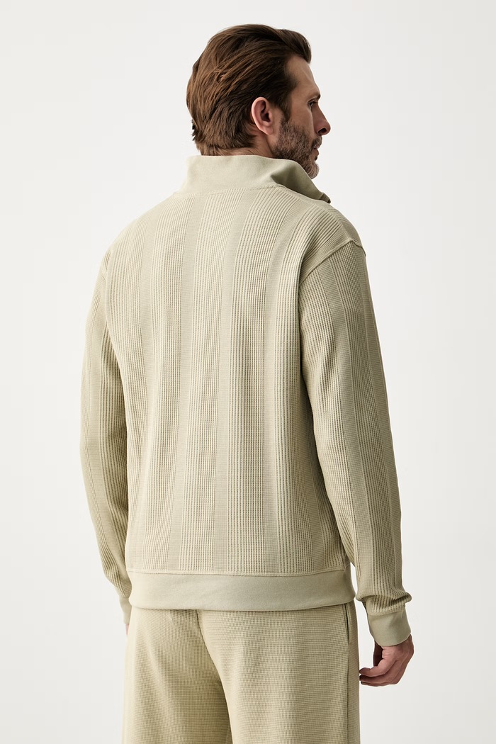 Ρούχα BOSS μπλούζα lounge ανδρική με βαμβάκι Structure 1/4 Zip 50545597 πράσινο
