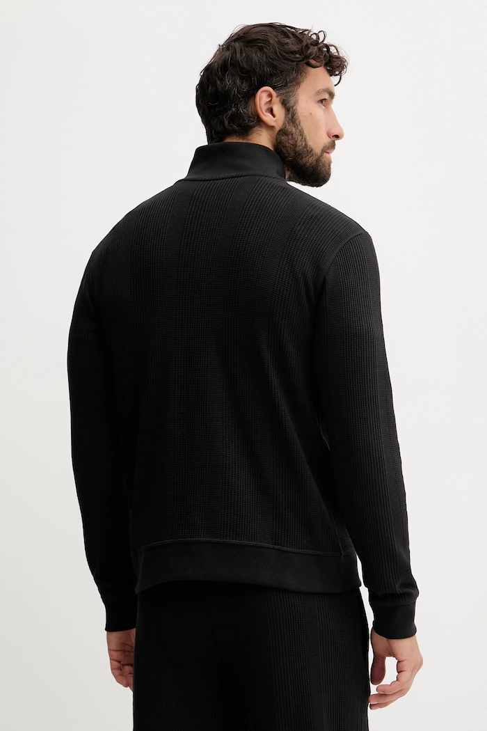 Îmbrăcăminte BOSS Hanorac de loungewear pentru bărbați cu bumbac Structure 1/4 Zip 50545597 negru