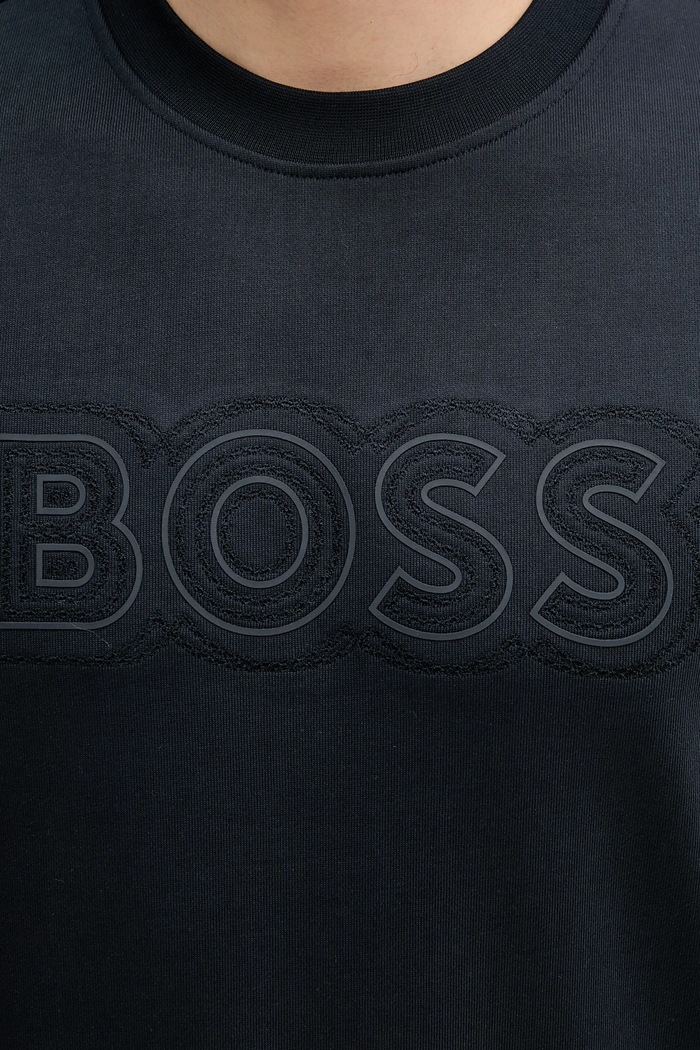 BOSS pamut melegítőfelső 50543914 sötétkék