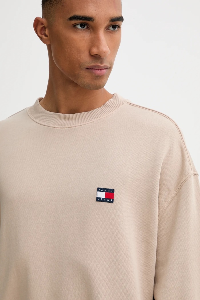 Tommy Jeans pamut melegítőfelső bézs DM0DM22079
