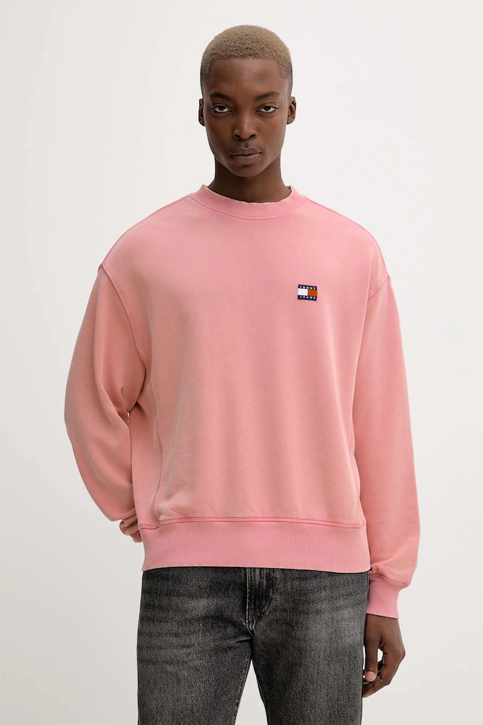Bavlnená mikina Tommy Jeans bavlna ružová DM0DM22079