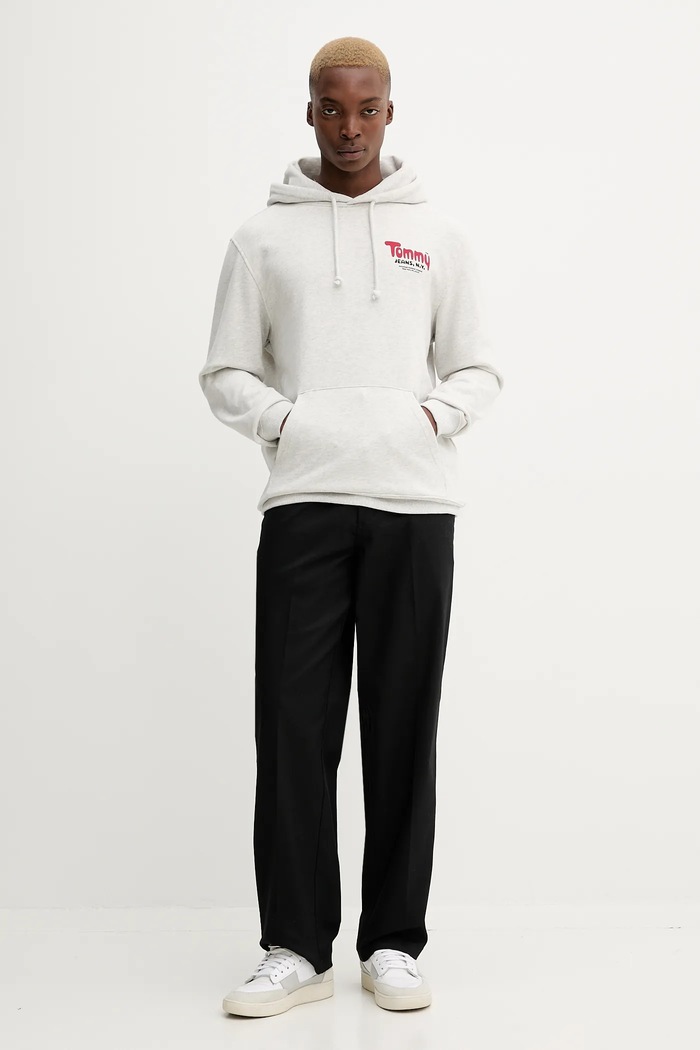 Tommy Jeans hanorac de bumbac DM0DM22086 gri AW25