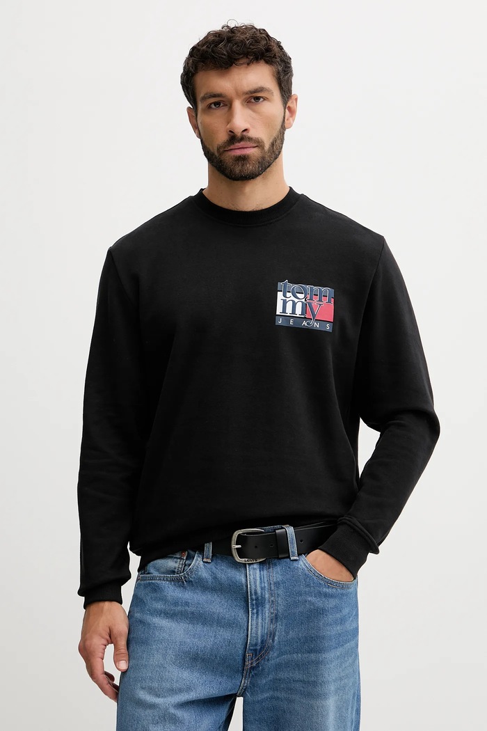 Bavlnená mikina Tommy Jeans bavlna čierna DM0DM22093