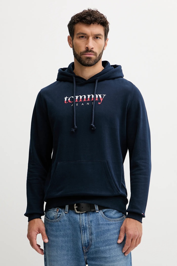 Tommy Jeans bluza bawełniana nadruk granatowy DM0DM22113