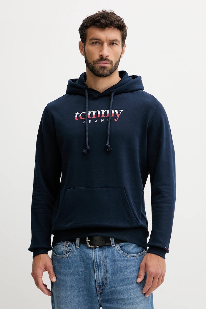 Tommy Jeans bluza bawełniana nadruk granatowy DM0DM22113