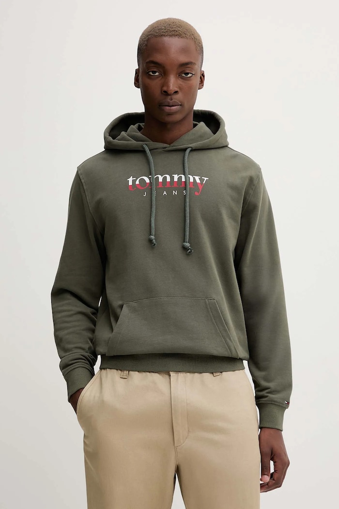 Tommy Jeans bluza bawełniana nadruk zielony DM0DM22113