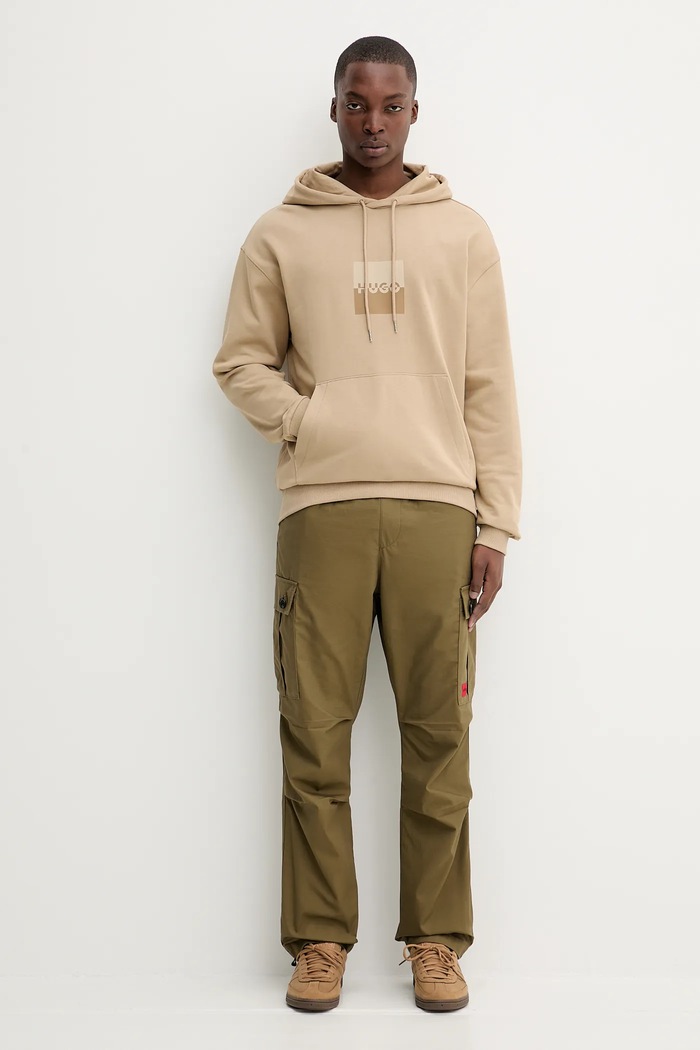 Бавовняна кофта HUGO Duspliter 50542787 бежевий AW25