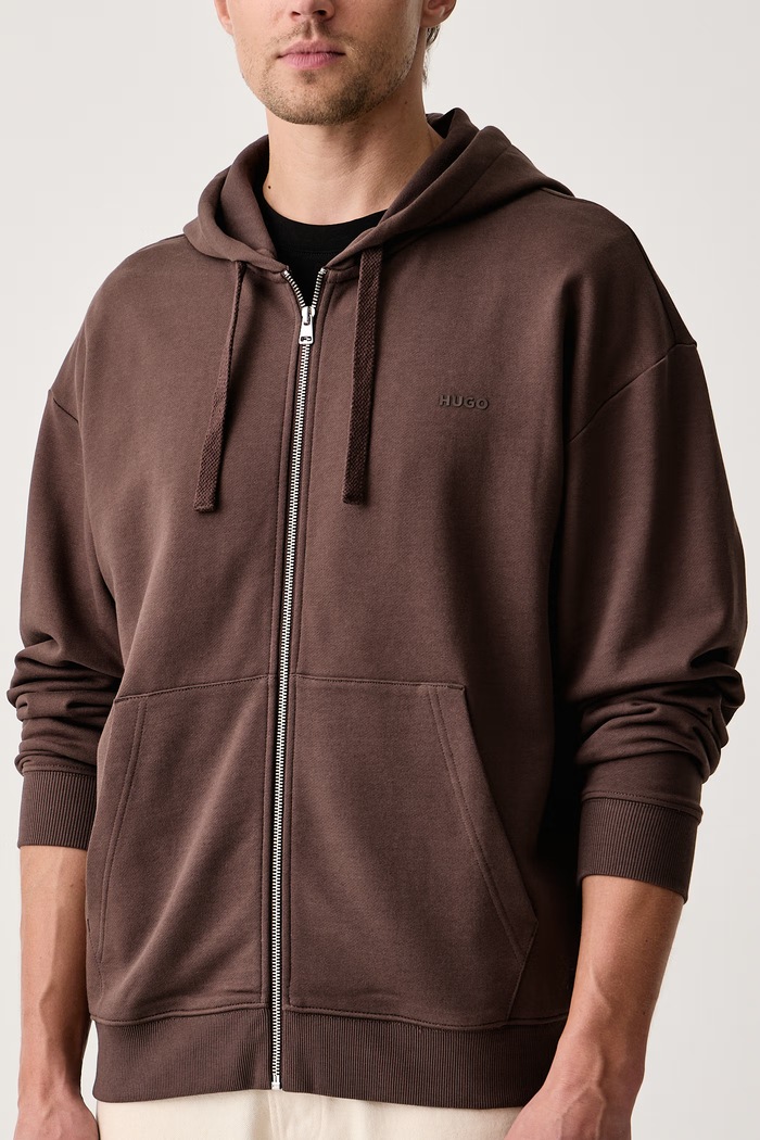 Bluza z kapturem męska Dapozip HUGO 50548651 brązowy