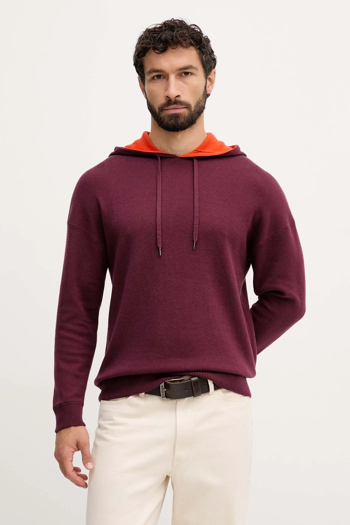 United Colors of Benetton pulover din amestec de lână grosime medie burgundia 1Y6SK201X