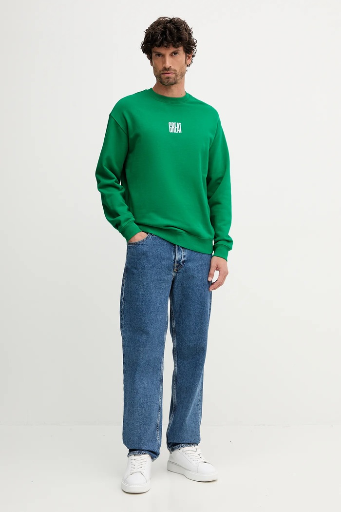 Bavlněná mikina United Colors of Benetton 3FWYU10AZ zelená AW25