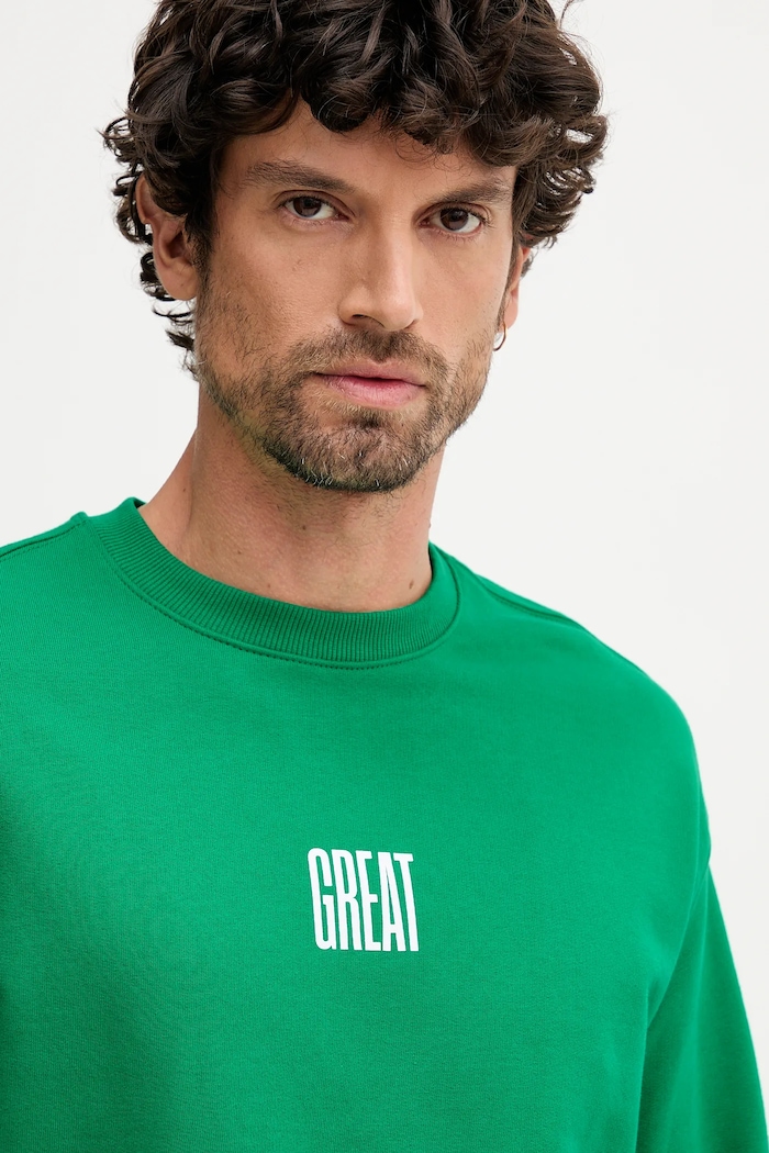 Bavlněná mikina United Colors of Benetton zelená 3FWYU10AZ