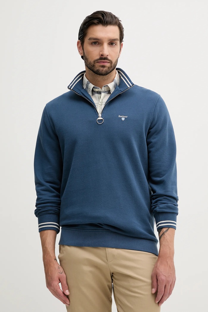 Barbour hanorac de bumbac ROSFORD uni albastru MOL0701