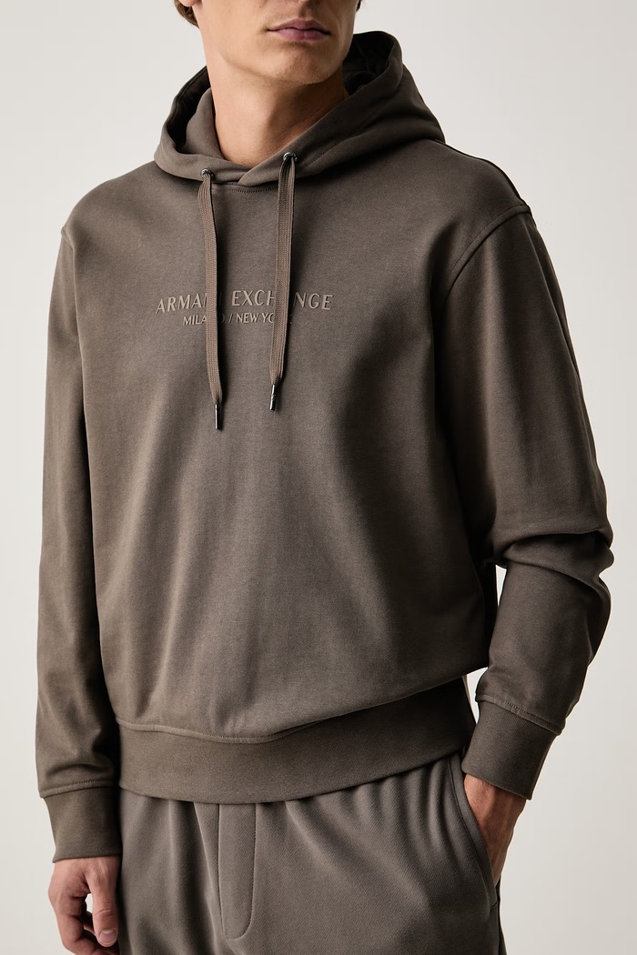 Dukserica sa kapuljačom za muškarce od pamuka Armani Exchange XM001294.AF20934 smeđa