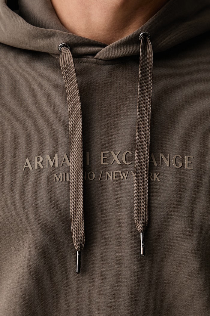 Dukserica sa kapuljačom za muškarce od pamuka Armani Exchange smeđa XM001294.AF20934