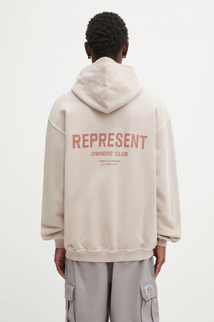 Represent bluza bawełniana Owners Club nadruk beżowy OCM41113