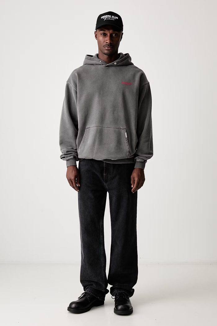 Bluza z kapturem bawełniana męska OCM41113 szary AW25