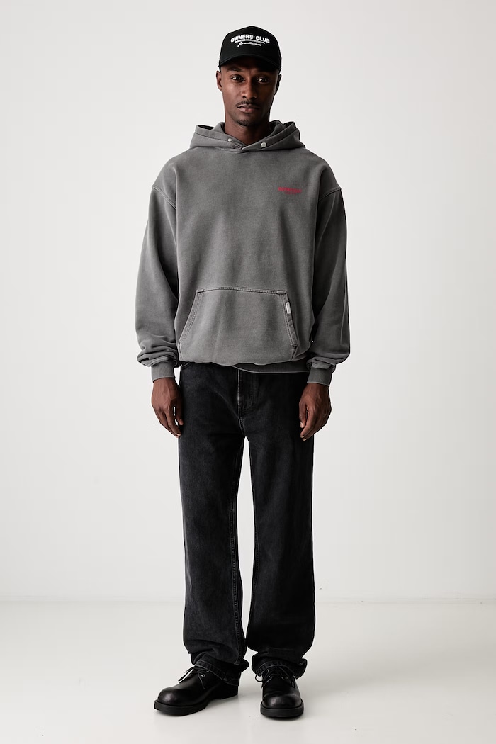 Bluza z kapturem bawełniana męska OCM41113 szary AW25
