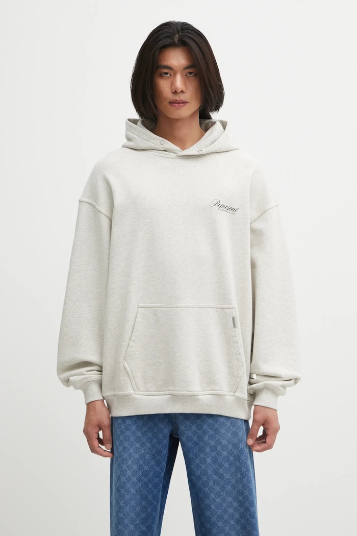 Represent bluza bawełniana Owners Club Script nadruk szary OCM41200