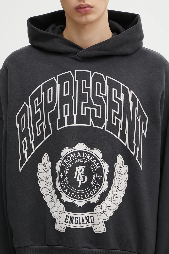 Bavlněná mikina Represent Legacy Crest černá MLM100372