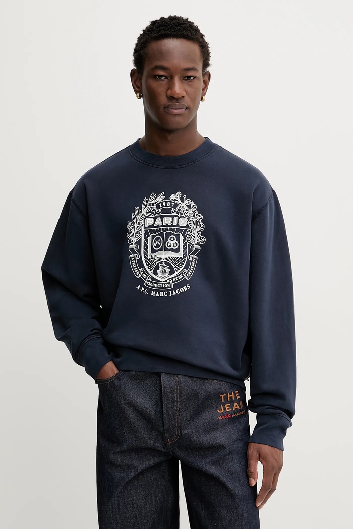A.P.C. hanorac de bumbac A.P.C. x MARC JACOBS print bleumarin COHKQ.H37003