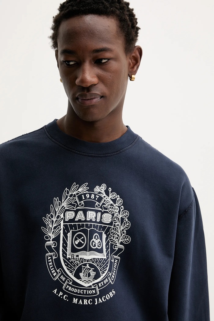 A.P.C. hanorac de bumbac A.P.C. x MARC JACOBS bleumarin COHKQ.H37003